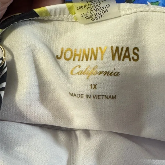 Johnny Was Fay Floral Ruched One-Piece Swimsuit NWOT size 1X Tropical Beach - Picture 5 of 6